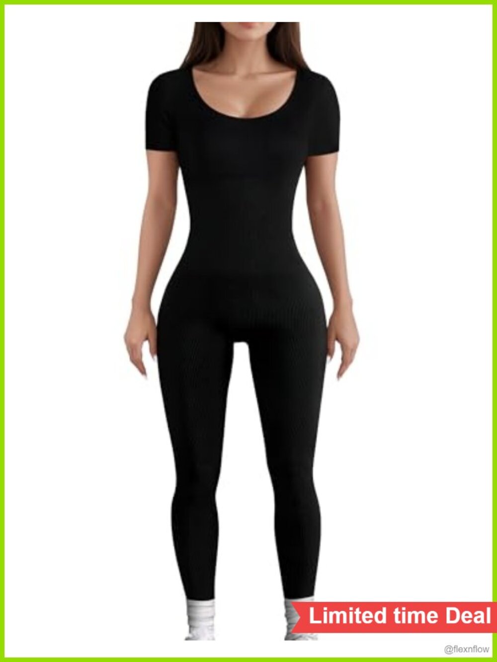 Seamless Ribbed Jumpsuit Tummy Control Short Sleeve Gym Yoga Bodysuit